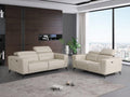 Global United 989BEI-2PC 2 pc beige genuine Italian leather power reclining and headrests sofa and love seat set Latitude run aramis modern style