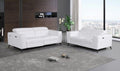 Global United Aramis Modern White Genuine Italian Leather 2-Piece Power Reclining Sofa and Love Seat with Adjustable Headrests – 989WHT-2PC