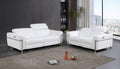 Global United 990WHT-2PC 2 pc white genuine Italian leather power reclining and headrests sofa and love seat set Latitude run aramis modern style