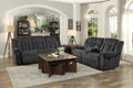 Homelegance 9901CC-SL 2 pc Nutmeg charcoal fabric sofa and love seat recliner ends nail head trim
