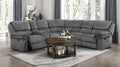 Homelegance  9913-32LCN2R 3 pc Muirfield gray textured microfiber fabric sectional sofa with recliner ends and console