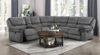 Homelegance  9913-32LCN2R 3 pc Muirfield gray textured microfiber fabric sectional sofa with recliner ends and console