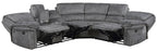 Homelegance  9913-32LCN2R 3 pc Muirfield gray textured microfiber fabric sectional sofa with recliner ends and console