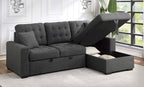 Homelegance 9916DG-SC 2 pc Mccafferty dark grey textured fabric sectional sofa storage chaise and pop up sleep area