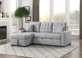 Homelegance 9916GY-2LCRL 2 pc Mccafferty light grey textured fabric sectional sofa storage chaise and pop up sleep area