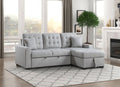 Homelegance 9916GY-2LLRC 2 pc Mccafferty light grey textured fabric sectional sofa storage chaise and pop up sleep area