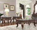 Homey Design HD-998-C-3PC Cherry walnut finish wood gold accents ornate coffee table and 2 - end table set