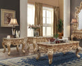 Homey Design HD-998-G-3PC Marbled metallic gold finish wood ornate coffee table and 2 - end table set