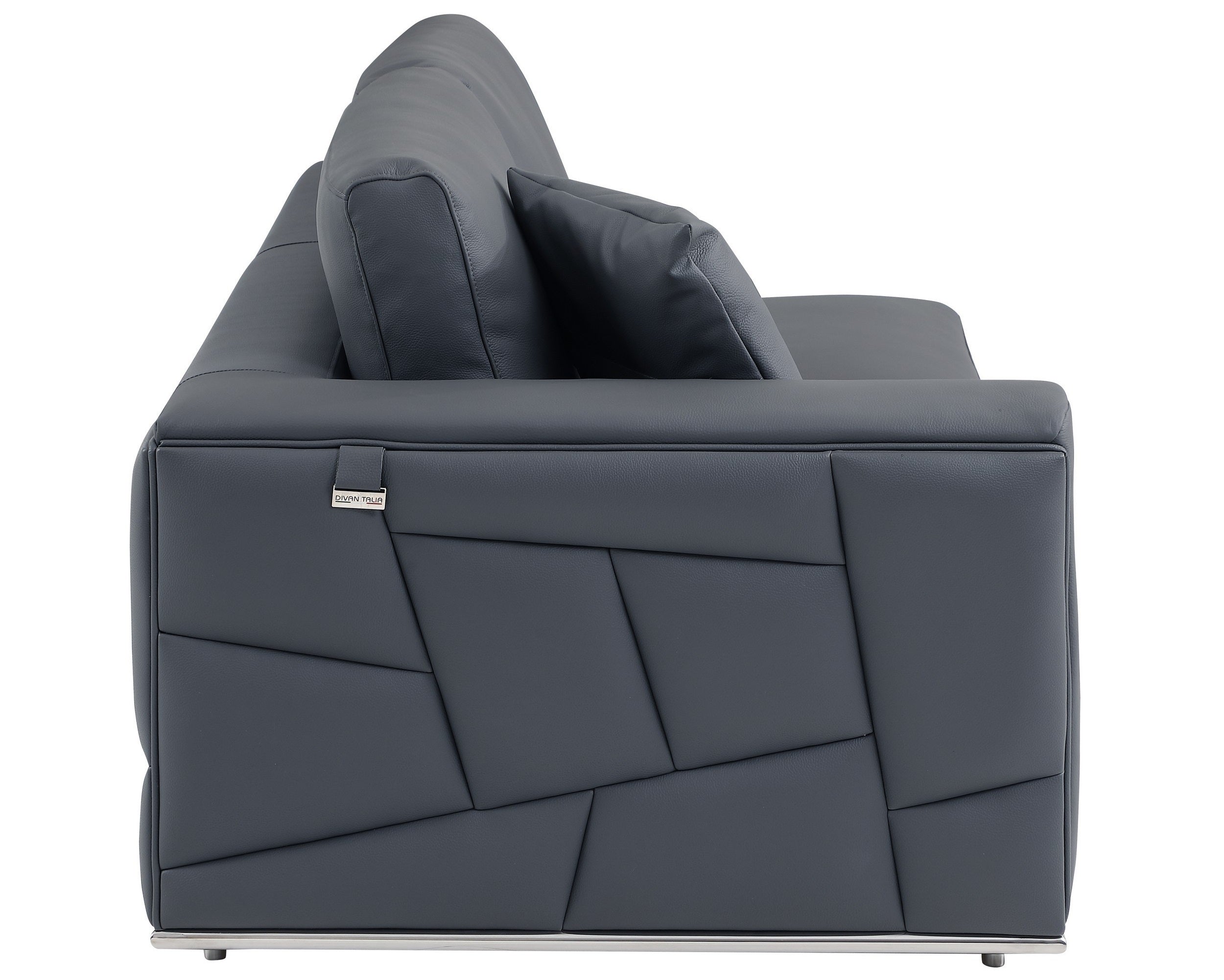 Global United 998-GY-RAF 2 pc Latitude run oleander grey italian leather sectional sofa with right facing chaise chrome trim