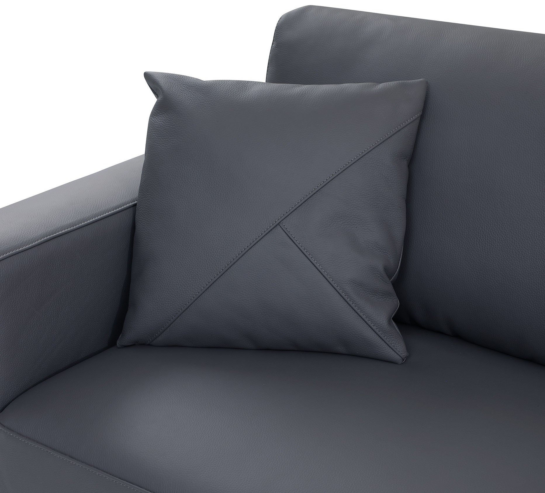 Global United 998-GY-RAF 2 pc Latitude run oleander grey italian leather sectional sofa with right facing chaise chrome trim