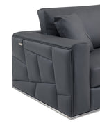 Global United 998-GY-RAF 2 pc Latitude run oleander grey italian leather sectional sofa with right facing chaise chrome trim