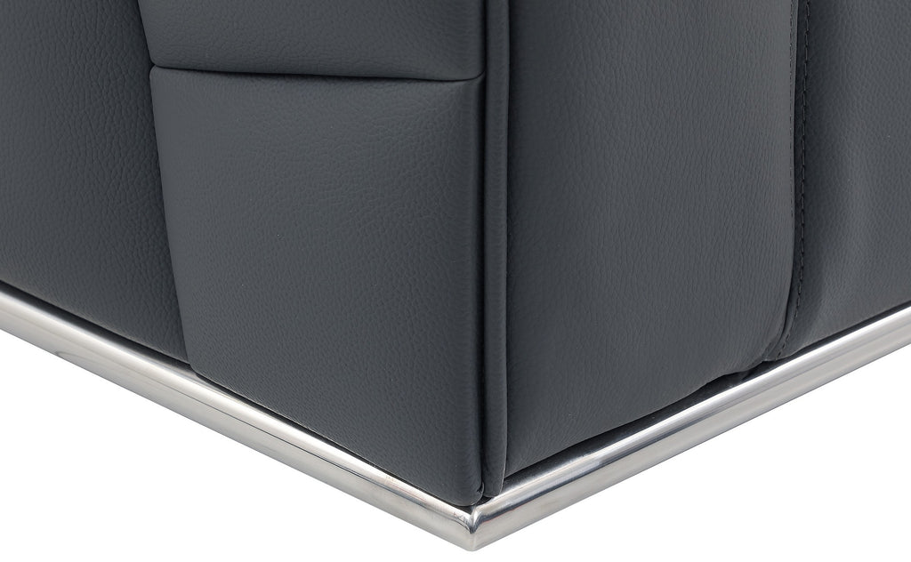 Global United 998-GY-RAF 2 pc Latitude run oleander grey italian leather sectional sofa with right facing chaise chrome trim