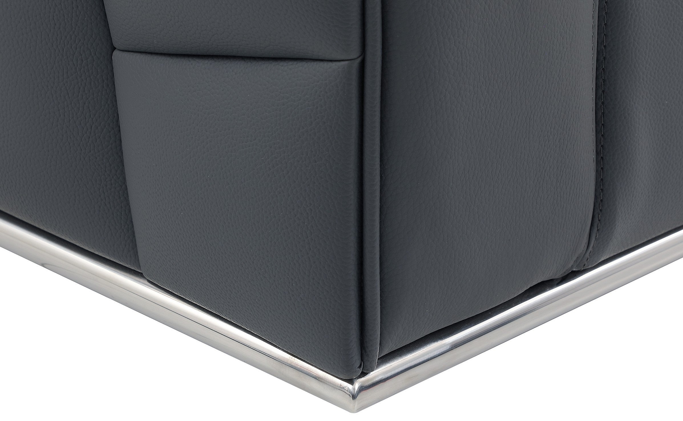 Global United 998-GY-RAF 2 pc Latitude run oleander grey italian leather sectional sofa with right facing chaise chrome trim