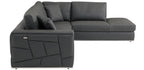 Global United 998-GY-RAF 2 pc Latitude run oleander grey italian leather sectional sofa with right facing chaise chrome trim