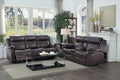 Homelegance 9990DB-SL 2 pc Yerba dark brown polished microfiber sofa and love seat lay flat recliner ends