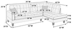 Poundex F8882 2 pc dark coffee linen like fabric sectional sofa with chaise and nail head trim
