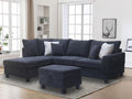 A83006 3 pc Harmony black fabric 100" sectional sofa with LAF chaise and storage ottoman