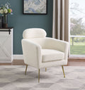 Best Quality AC165 White boucle fabric barrel chair with gold metal legs mid-century modern willa arlo interiors