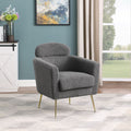 Best Quality AC166 Grey boucle fabric barrel chair with gold metal legs mid-century modern willa arlo interiors