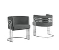 Best Quality AC224 Grey velvet barrel chair with chrome metal frame mid-century modern willa arlo interiors amit