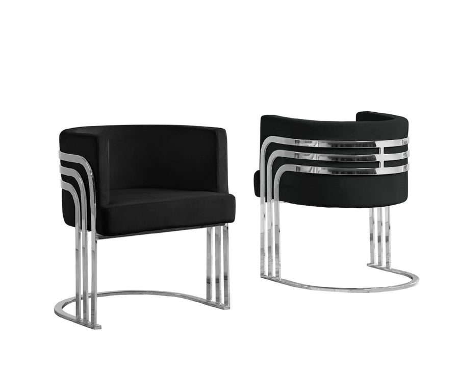 Best Quality AC226 Black velvet barrel chair with chrome metal frame mid-century modern willa arlo interiors amit