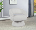 AC290 Valerie light grey velvety wide corduroy barrel back swivel accent chair