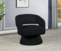 AC292 Valerie black velvety wide corduroy barrel back swivel accent chair