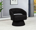 AC296 Valerie II black teddy bear boucle fabric barrel back swivel accent chair