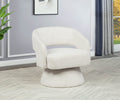 AC297 Valerie II cream teddy bear boucle fabric barrel back swivel accent chair