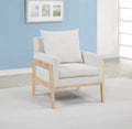 AC312  Daisy cream teddy bear boucle fabric natural finish wood frame side accent chair squared back