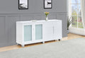 AC-71 Hayes white high gloss finish modern buffet sideboard server cabinet with frosted glass front doors