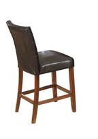 Set of 2 Walnut Finish Wood Counter Height Bar Stools with Espresso Vinyl Upholstery – 7055