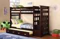 Jerome II Espresso Twin Over Twin Bunk Bed with Storage Staircase, Built-In Drawers & Trundle – 868