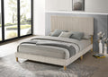 B10 Charlton home castalina beige wide corduroy velvet queen bed set natural wood tone legs