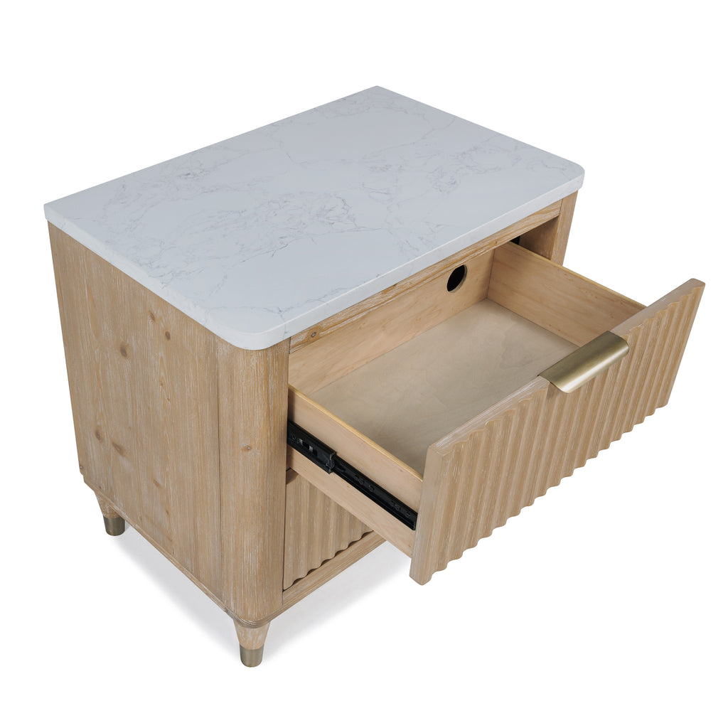 B1450 4 pc Kara natural finish wood fabric padded headboard queen bedroom set