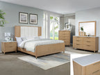 B1450 4 pc Kara natural finish wood fabric padded headboard queen bedroom set