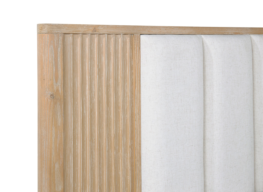 B1450 4 pc Kara natural finish wood fabric padded headboard queen bedroom set