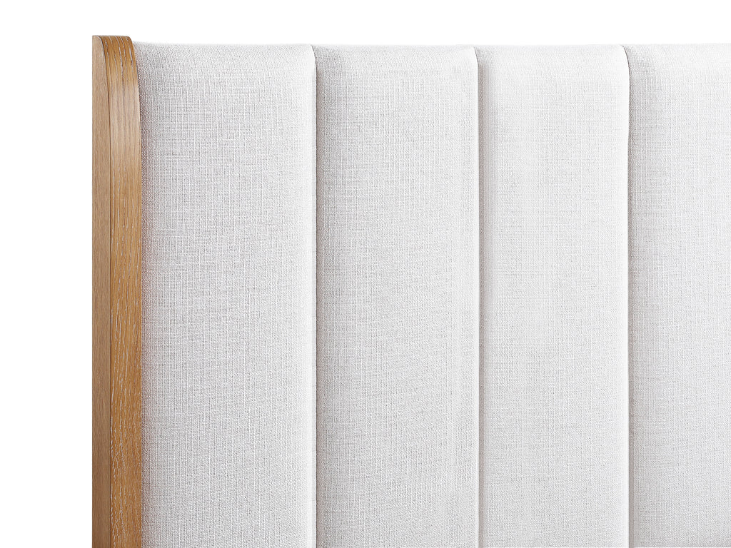 Westcott 4-Piece Natural Wood Fabric Padded Headboard Queen Bedroom Set – B1500