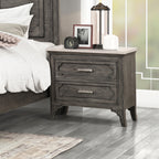 00-1605-4PC 4 pc Lisbon grey finish wood country style queen bed set footboard drawers