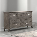 00-1605-4PC 4 pc Lisbon grey finish wood country style queen bed set footboard drawers