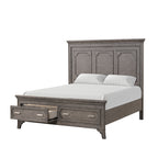 00-1605-4PC 4 pc Lisbon grey finish wood country style queen bed set footboard drawers