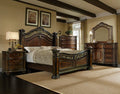 Mc Ferran Storrs Dark Brown Wood Finish King Bedroom Set with Carved Accents – B163