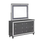B1670 4 pc Refino grey metallic wood finish wood queen bedroom set with led accents