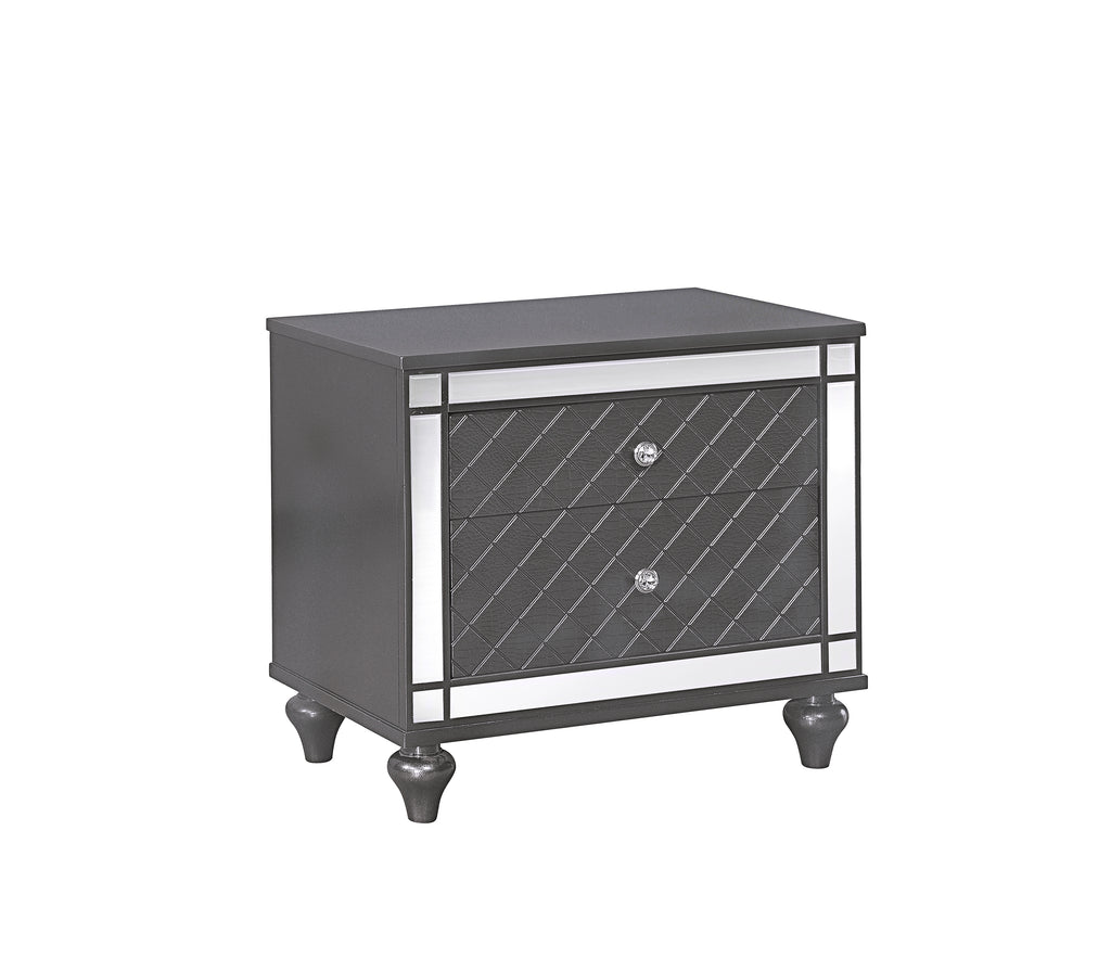 B1670 4 pc Refino grey metallic wood finish wood queen bedroom set with led accents