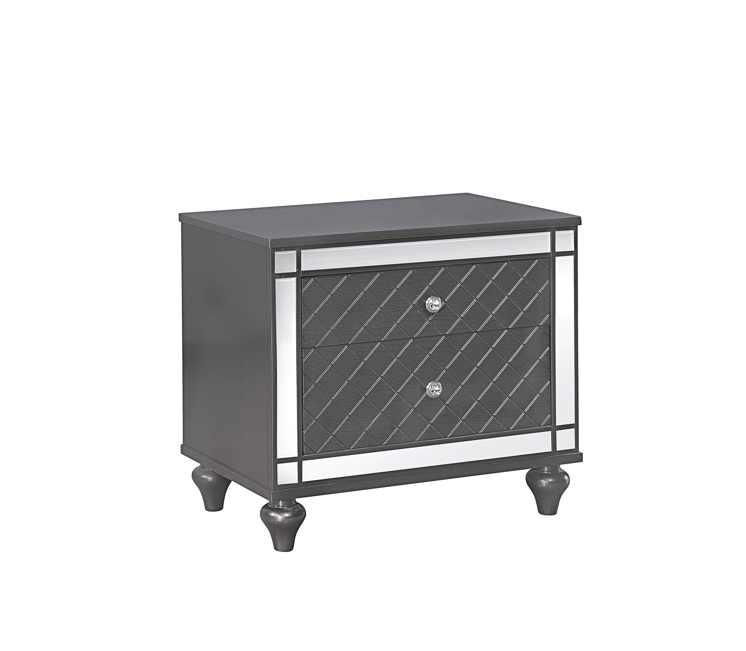 B1670 4 pc Refino grey metallic wood finish wood queen bedroom set with led accents