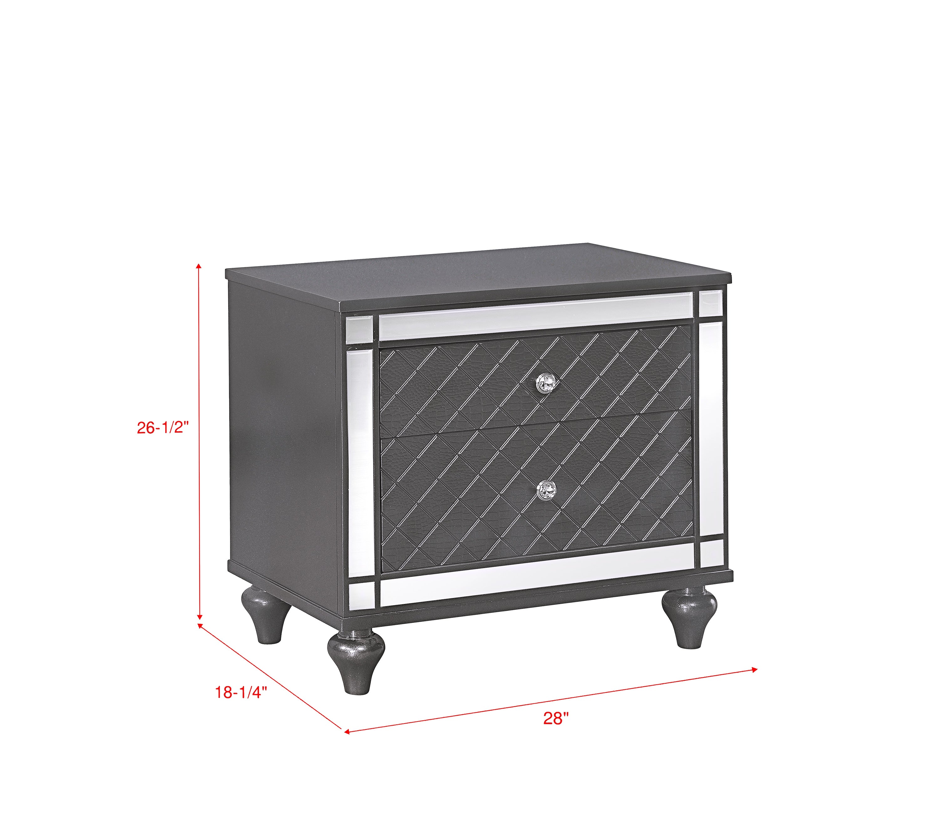 B1670 4 pc Refino grey metallic wood finish wood queen bedroom set with led accents