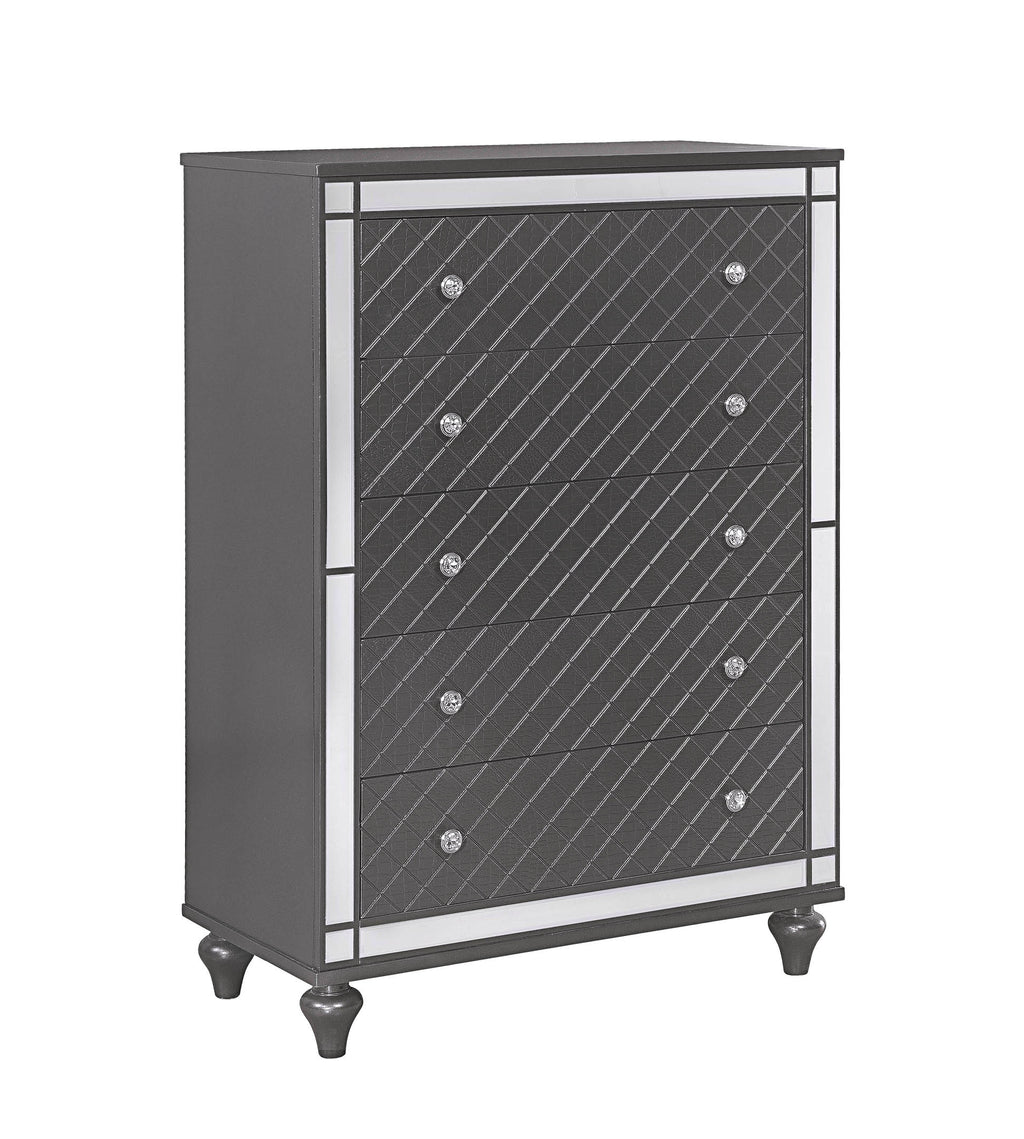 B1670 4 pc Refino grey metallic wood finish wood queen bedroom set with led accents