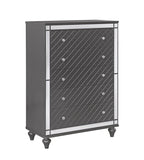 B1670 4 pc Refino grey metallic wood finish wood queen bedroom set with led accents