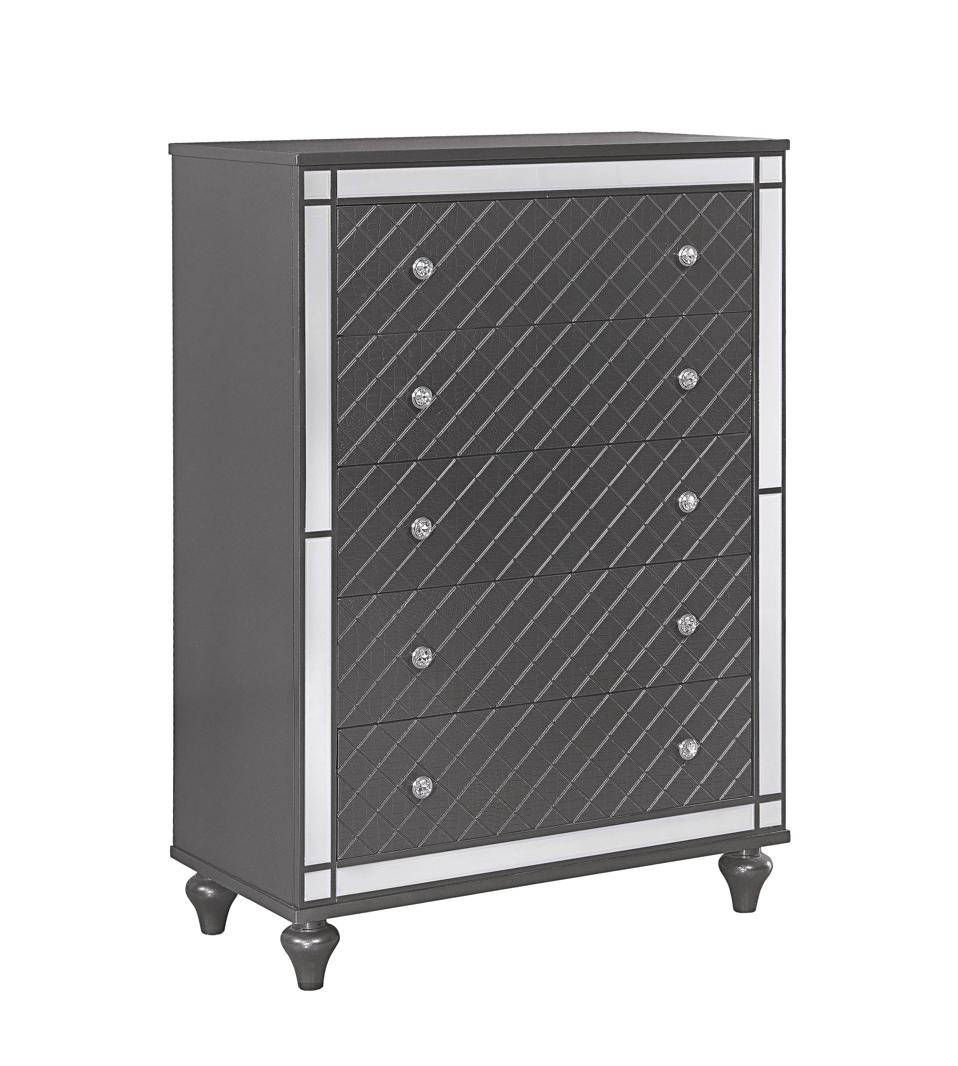 B1670 4 pc Refino grey metallic wood finish wood queen bedroom set with led accents