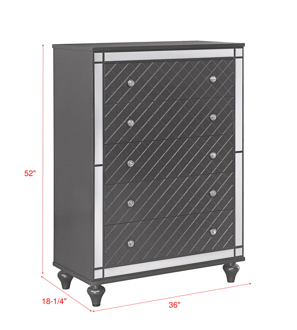 B1670 4 pc Refino grey metallic wood finish wood queen bedroom set with led accents